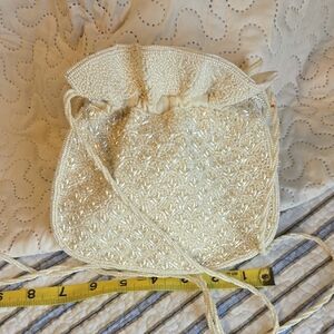 Elegant Cream Beaded Women's Bag